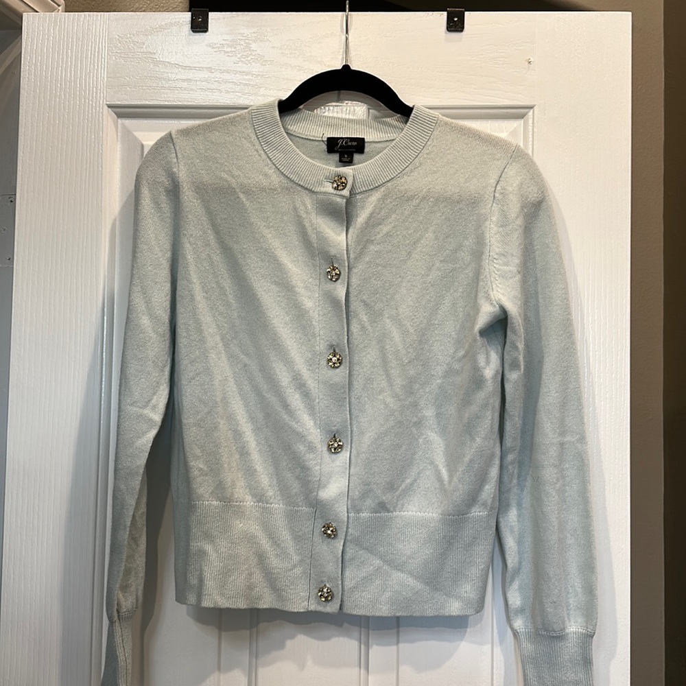 J.Crew Light Blue Cardigan 100% Cashmere